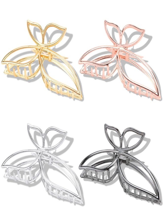 Ahoney 4 Pack Bow Hair Clips for Women - 4.3" Gold Butterfly Metal Claw Clips - Non Slip Cute Fashion Hair Shark Accessories - Image 5